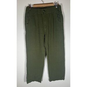 THE GREAT army green double gauze straight pants elastic waist 3(XL) California